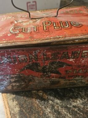 Cut Plug Red Decorative Metal Storage Box - Vintage Style
